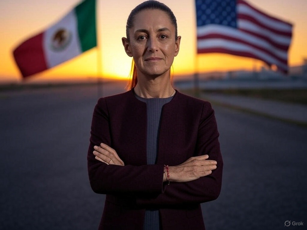 Claudia Sheinbaum defendiendo el T-MEC frente a las amenazas de Trump.