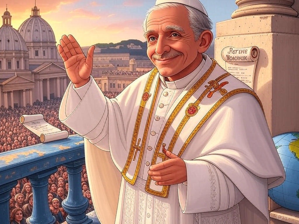 Papa León XIV saludando desde el balcón del Vaticano, evocando el legado social de León XIII.