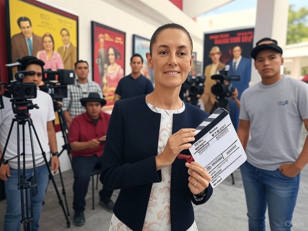 Revitalización de los Estudios Churubusco, con Claudia Sheinbaum impulsando el cine mexicano y nuevas generaciones de cineastas.
