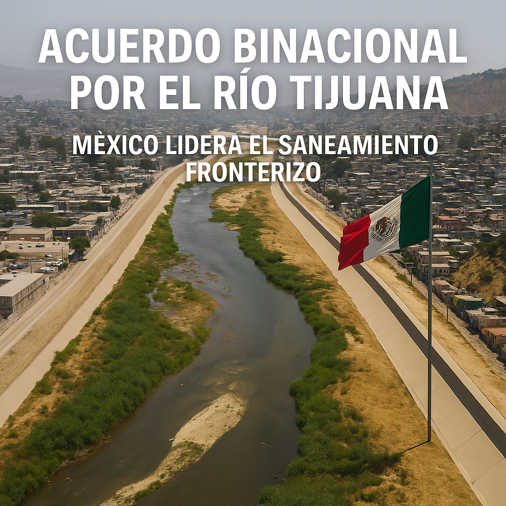 Funcionarios de México y Estados Unidos firman acuerdo binacional para limpiar el río Tijuana con plantas de tratamiento y cooperación ambiental.
