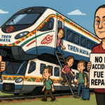 Representación gráfica del incidente ferroviario en Izamal con el Tren Maya en agosto de 2025