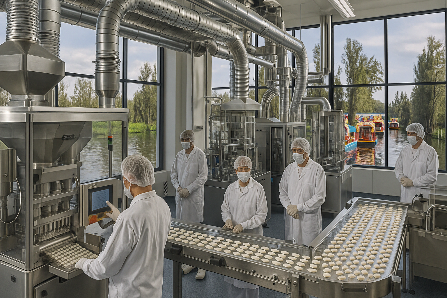 Planta farmacéutica de Boehringer Ingelheim en Xochimilco, Ciudad de México, con trabajadores mexicanos produciendo medicamentos para exportación internacional