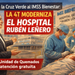 Caricatura política de Claudia Sheinbaum durante la inauguración de la nueva Unidad de Quemados del Hospital Rubén Leñero del IMSS Bienestar en la Ciudad de México.