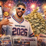 Bad Bunny en el Super Bowl 2026 rodeado de billetes y reacciones virales en redes sociales