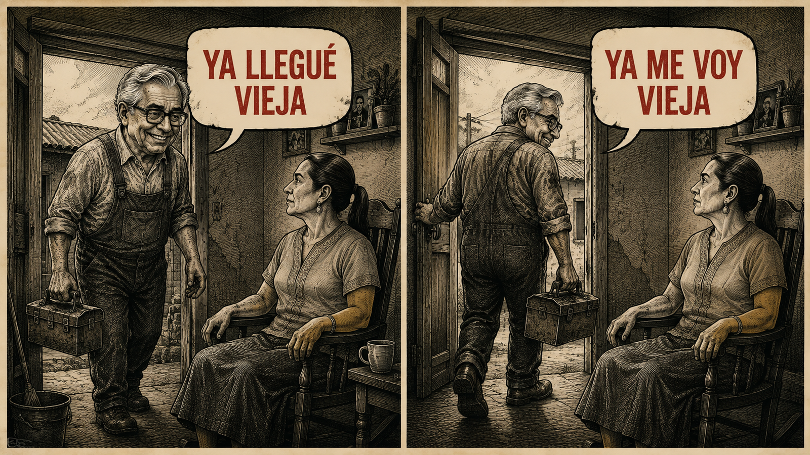 Caricatura política de Rubén Rocha Moya llegando y saliendo de la gubernatura de Sinaloa tras solicitar una nueva licencia.